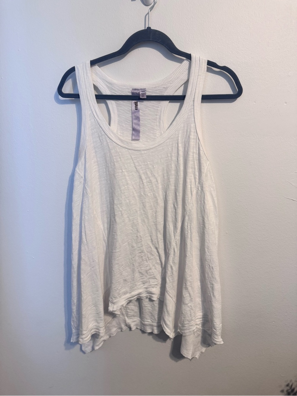 Wilt White 100% Cotton Ribbed Racerback Asymmetrical Hem Tank Top XS